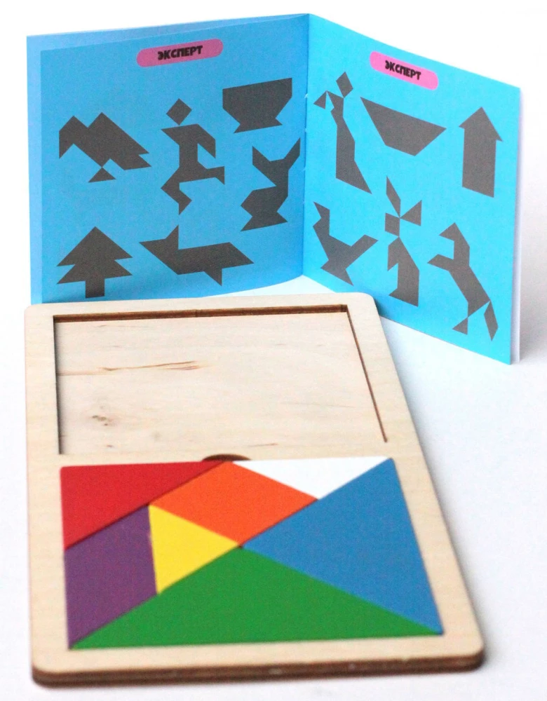 Gra logiczna puzzle drewniane Tangram