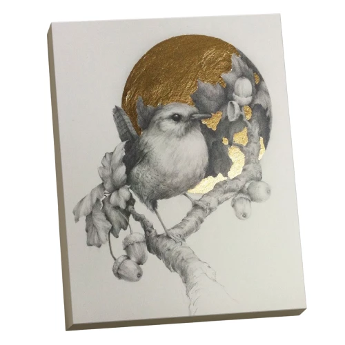 Bild nach Zahlen mit Blattgold - Vogel, 40x50cm