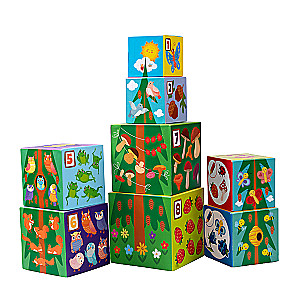 Entwicklungsförderndes Pyramiden-Spielzeug aus Würfeln Waldtiere 8 in 1