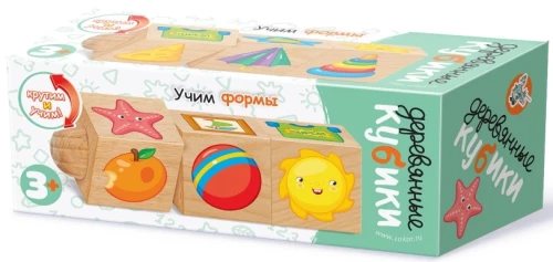 Wooden dice on an axis - Learning shapes