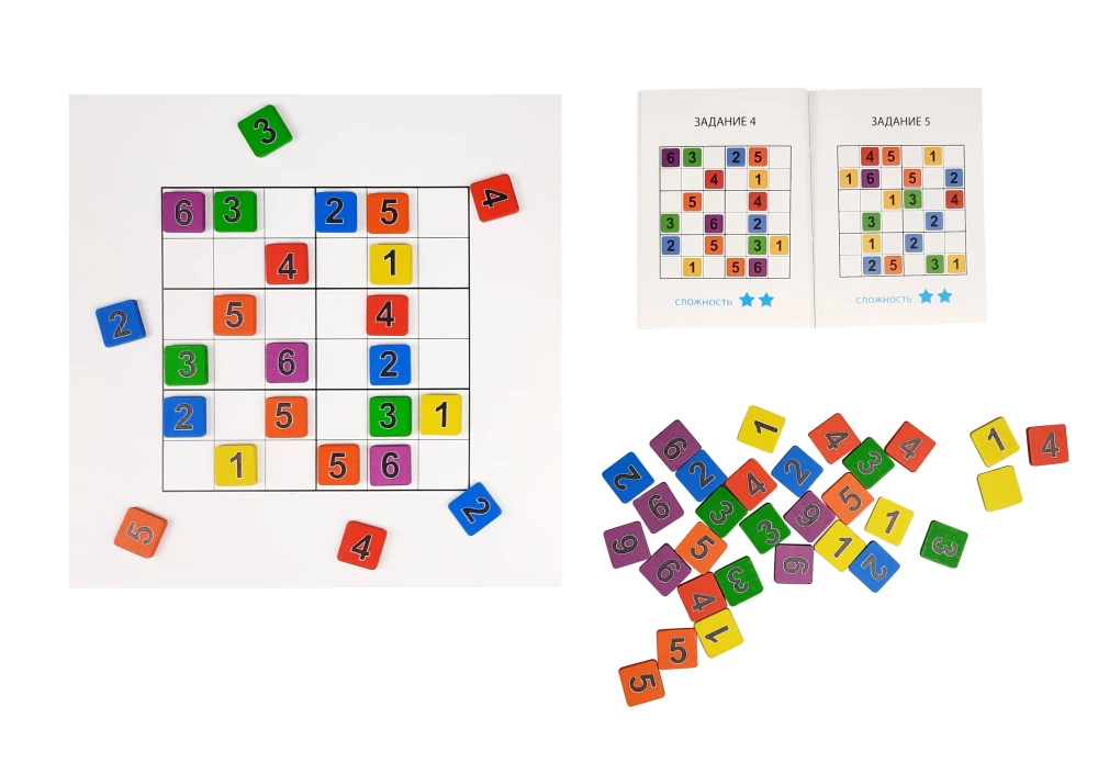 Sudoku z drewnianymi pionkami - Dwa w jednym, liczby