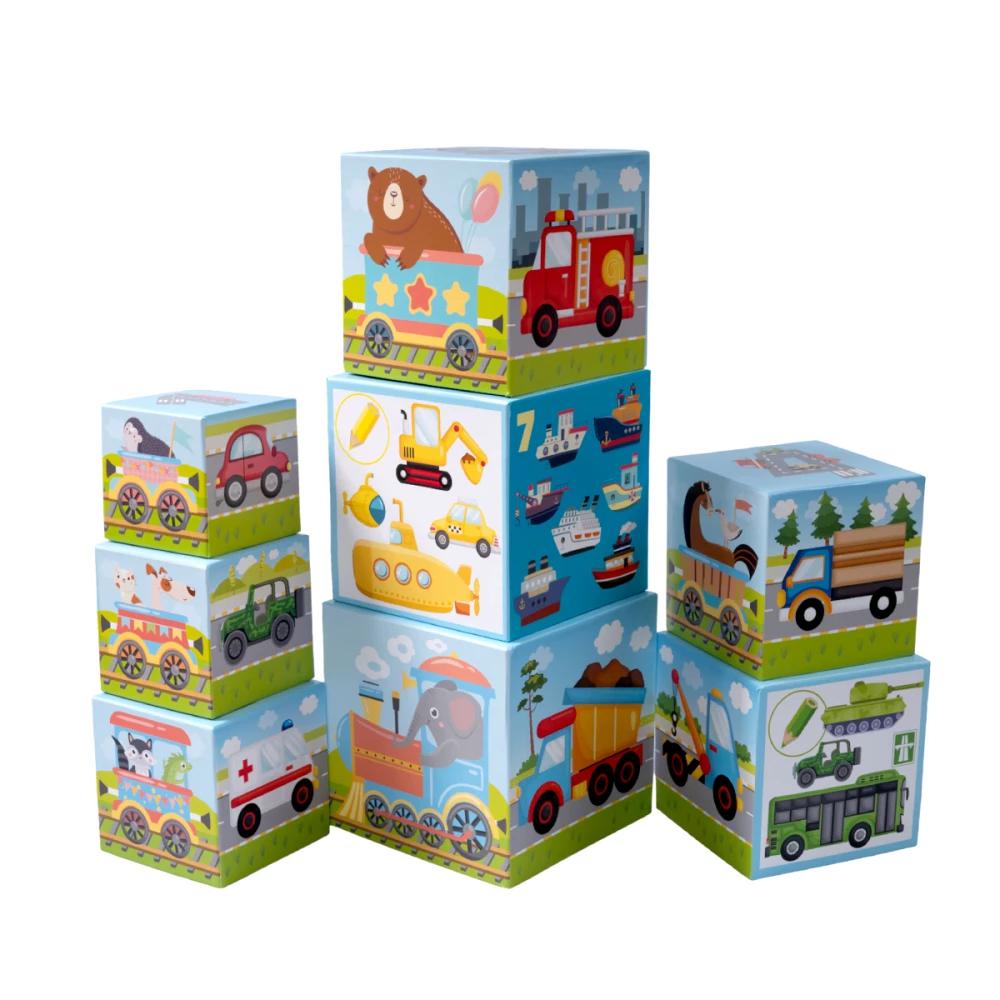 Educational pyramid of cubes 8 in 1 Transport