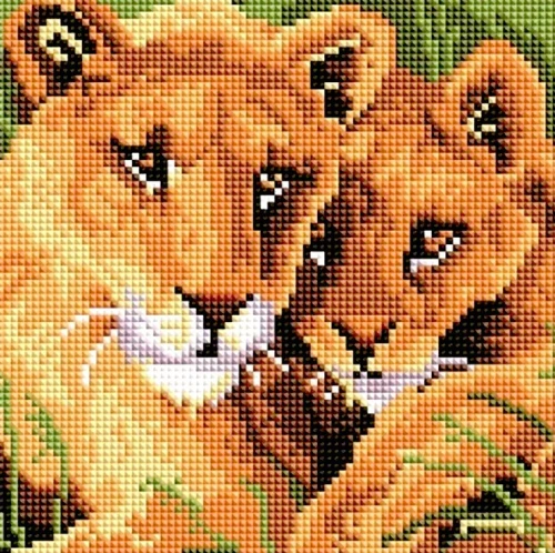 Diamond Mosaic Lions 20x20 cm
