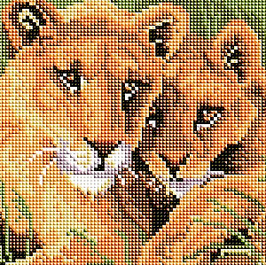 Diamond Mosaic Lions 20x20 cm