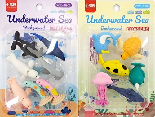 Eraser set - Underwater sea, assorted