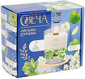 Set zur Herstellung einer Aromakerze aus zwei Wachssorten mit Trockenblumen Grüner Apfel