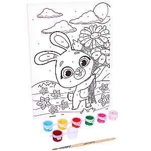 Painting by numbers - Bunny with flowers, 21x15 cm