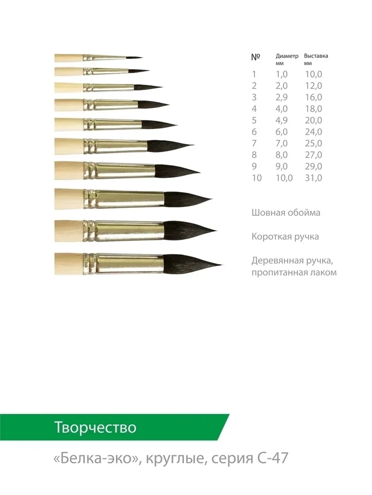 Brush for drawing and painting, synthetic (squirrel eco) 7