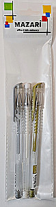 Geliniai rašiklių rinkinys, 3 spalvos (sidabrinė, auksinė, balta)