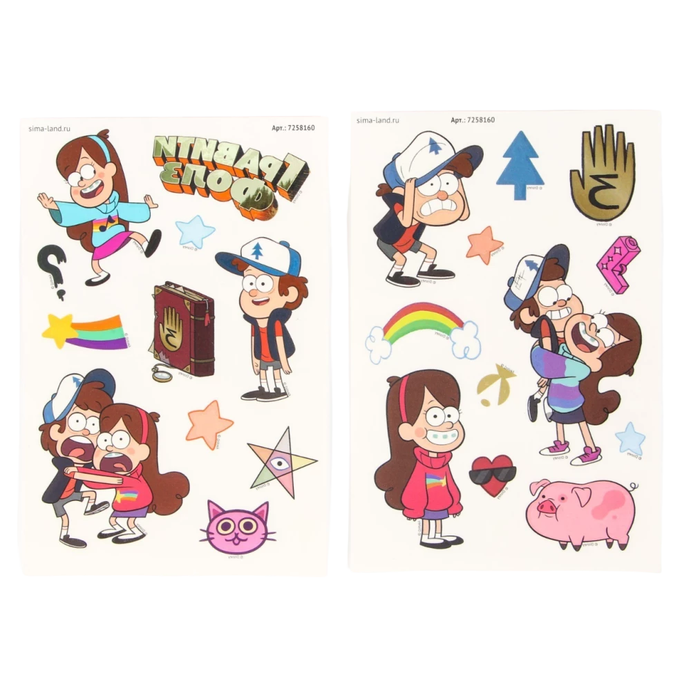 Przekładowe naklejki Gravity Falls (świecą w ciemności)