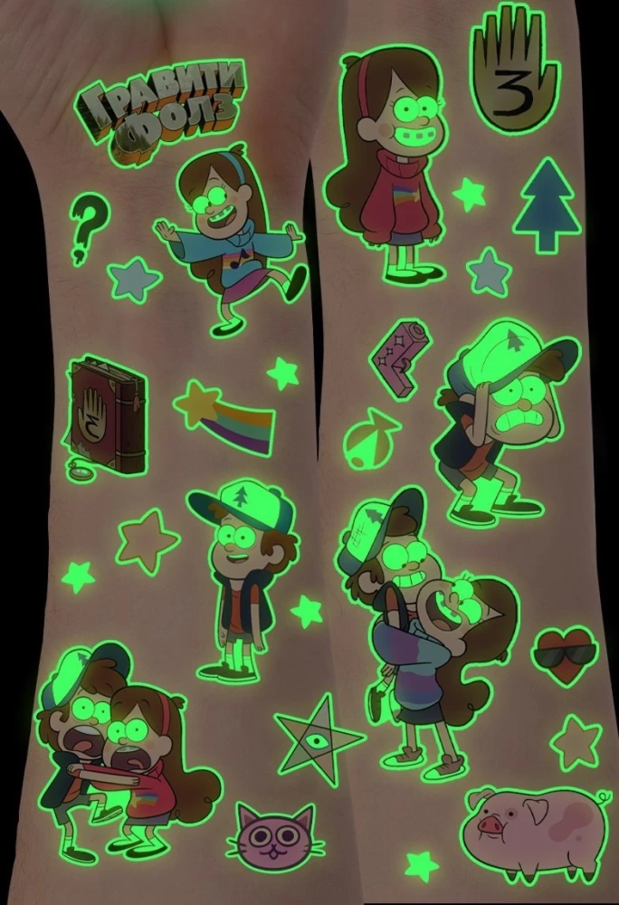 Przekładowe naklejki Gravity Falls (świecą w ciemności)