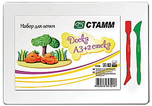 Deska do modelowania A3, 298x423 mm, biała, 2 narzędzia