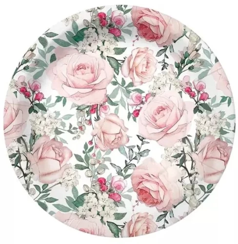 Jednorazowe talerze Gorgeous Roses (8 sztuk)