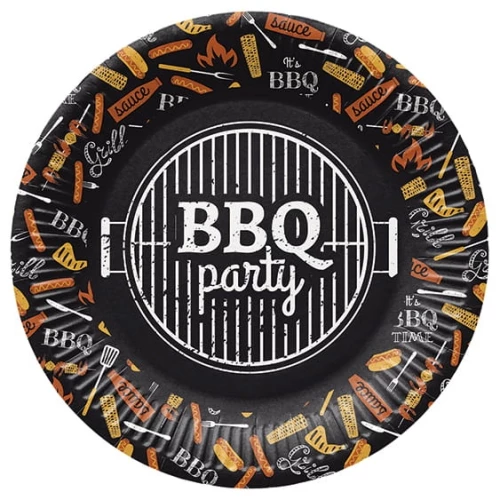 Jednorazowe talerze BBQ Party (8 sztuk)
