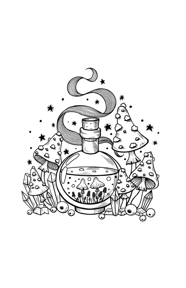 The Power of the Green Witch. Anti-Stress Coloring Book