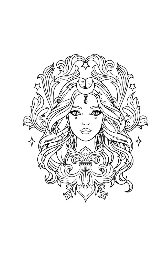 The Power of the Green Witch. Anti-Stress Coloring Book
