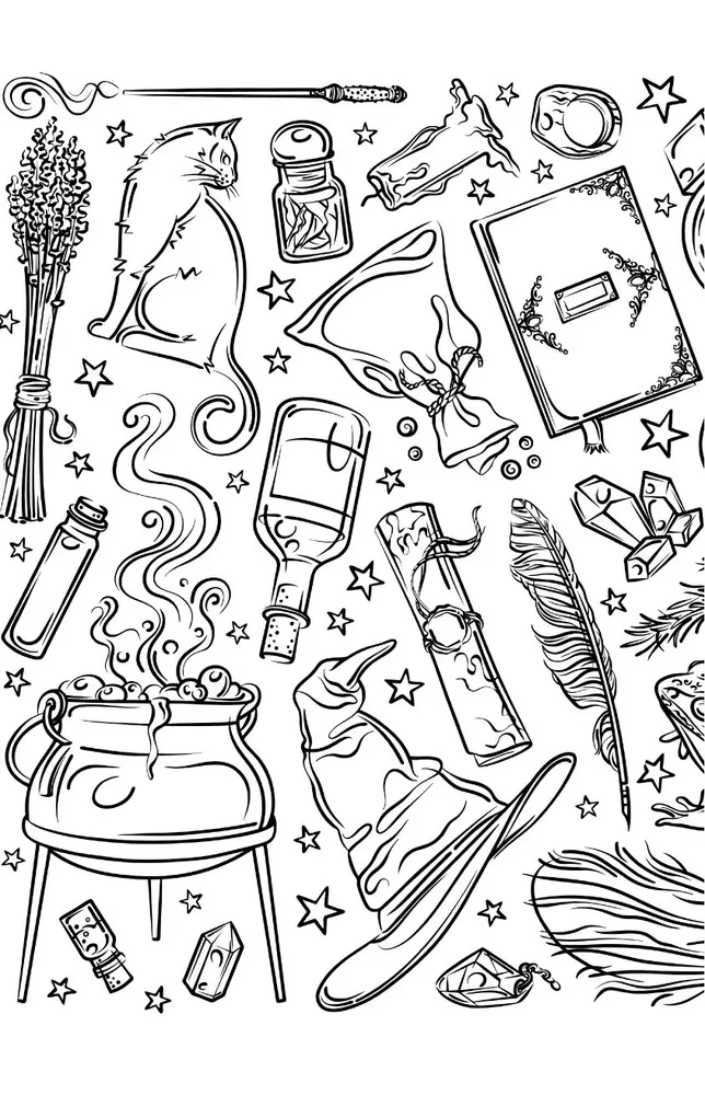 The Power of the Green Witch. Anti-Stress Coloring Book