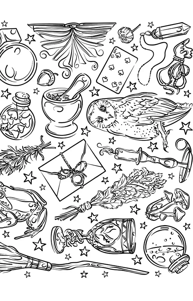 The Power of the Green Witch. Anti-Stress Coloring Book