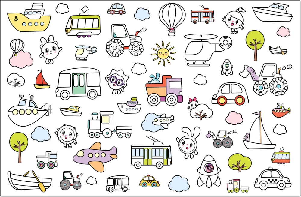 Žaidimas - spalvinimas. Transportas