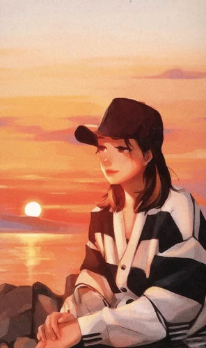 Paveikslėlis numerių spalvinimui - Anime. Saulėlydžio metu