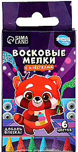 Kredki woskowe z brokatem - Panda, zestaw 6 kolorów