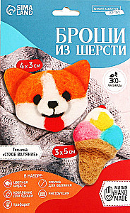 Kreativset - Brosche. Corgi mit Eis