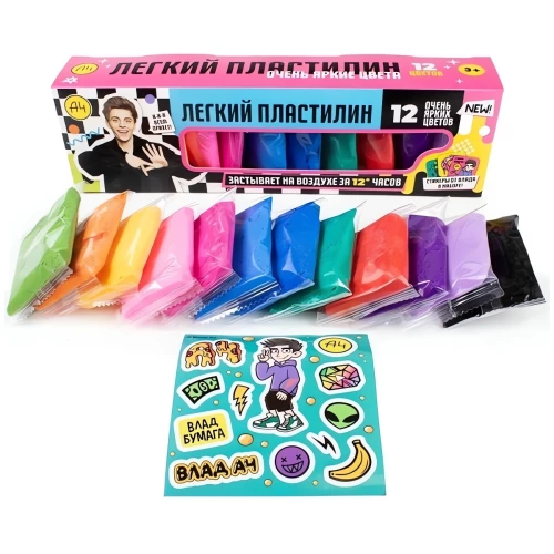 Kerge plastiliin - Vlad A4, 12 värvi