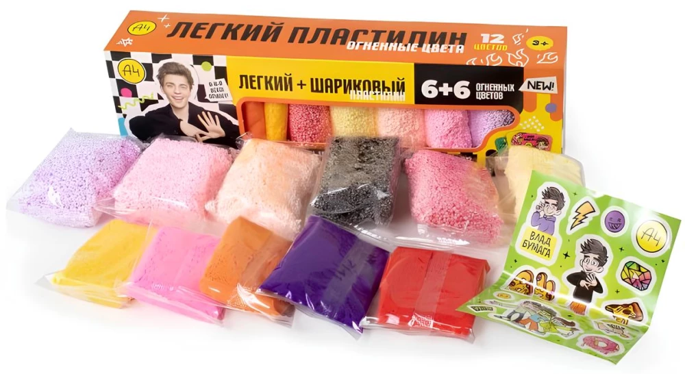 Kergesti vormitav plasticine Looge lihtsalt, Vlad A4, 12 tulevat värvi