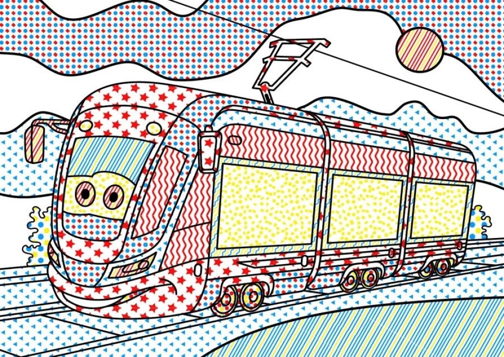 Magical Water Coloring. Urban Transport