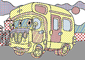 Magical Water Coloring. Urban Transport