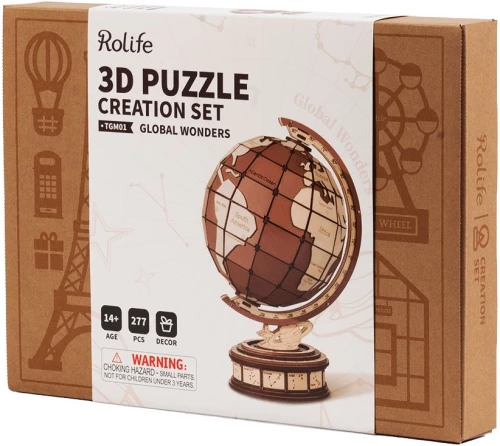 Drewniana układanka 3D - Globus. Cuda świata