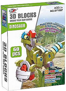 3D Konstruktionsspielzeug - Grüner Dinosaurier, 60 Teile