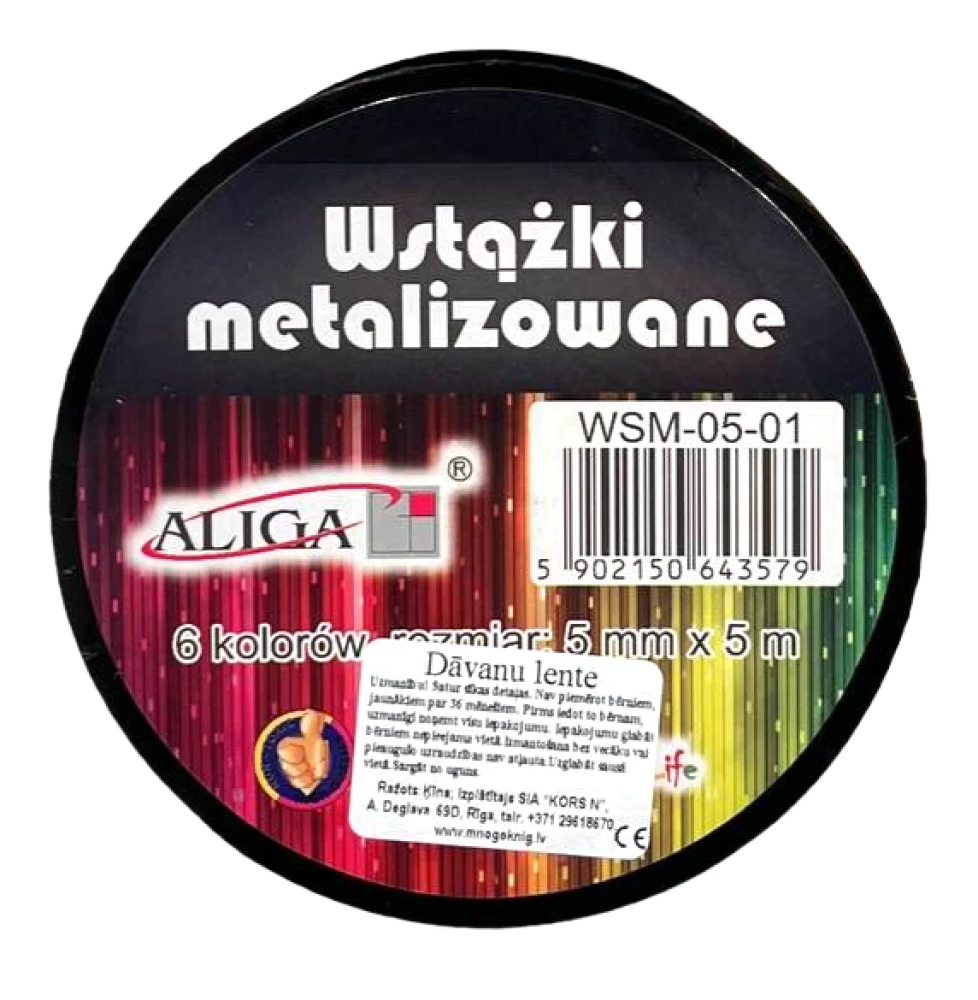 Metalliseeritud lint - 6 värvi (5mm x 5m)