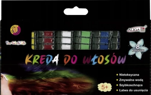 Juuksekriidid kammiga, 8 värvi komplekt