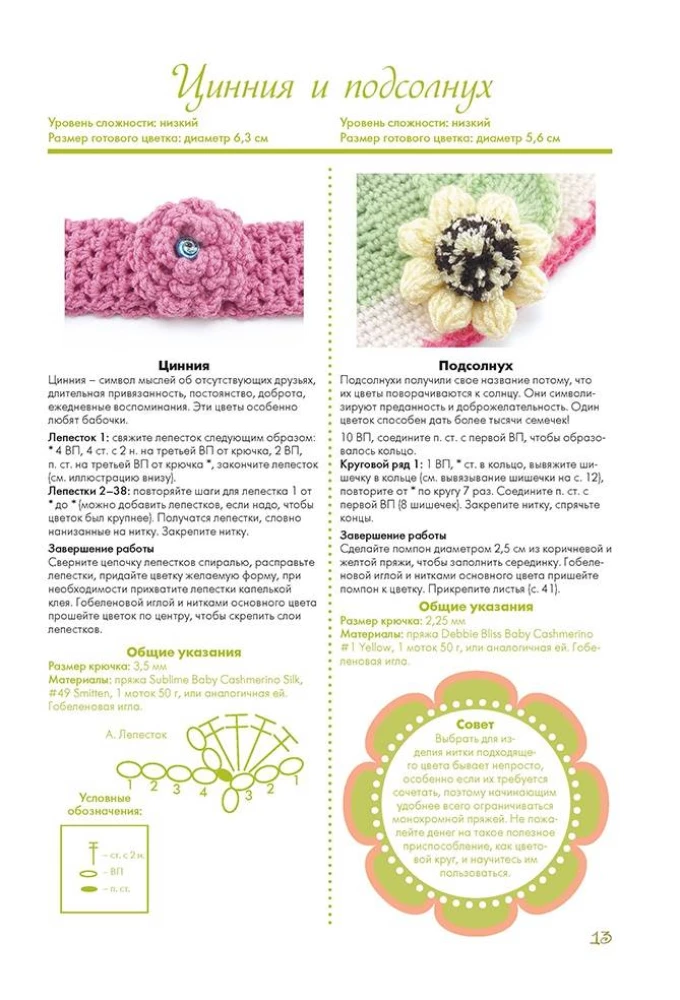 Crocheted Flowers. Decorations for Children's Hats