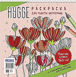 Hygge dažymo knyga su žymekliais (makai)