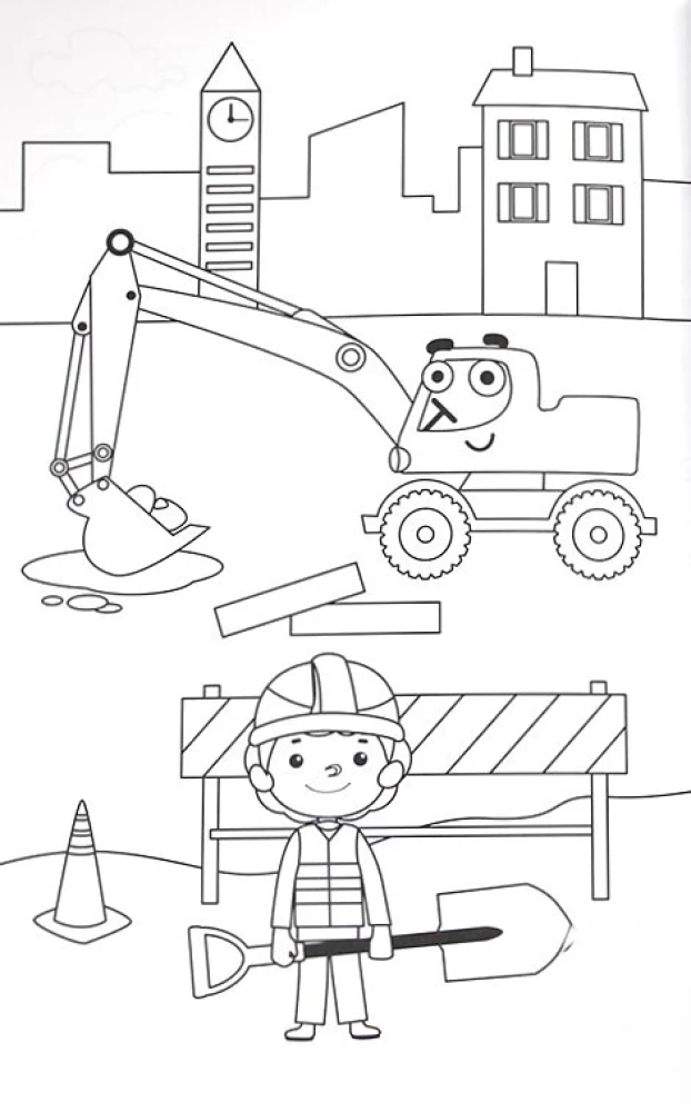 Große Malbuch mit Aufklebern. Blauer Traktor