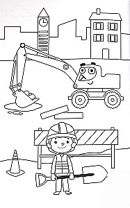 Große Malbuch mit Aufklebern. Blauer Traktor