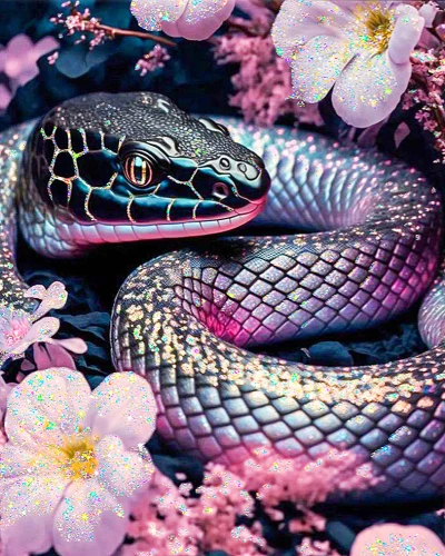 Crystal Diamond Painting - Sparkling Snake, 40x50cm