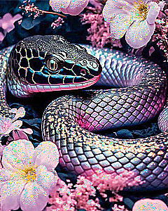 Crystal Diamond Painting - Sparkling Snake, 40x50cm