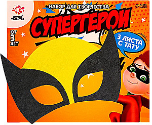 Set von Kindertattoos - Superheld + Superheldenmaske