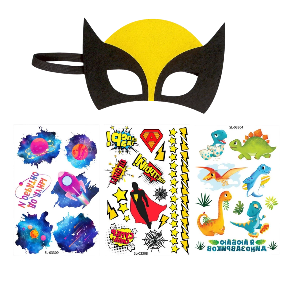 Set von Kindertattoos - Superheld + Superheldenmaske