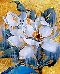 Painting by numbers with gold leaf - Delicate Magnolia, 40x50cm