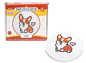 Kreativset - Stickerei. Corgi (mit Stickrahmen)