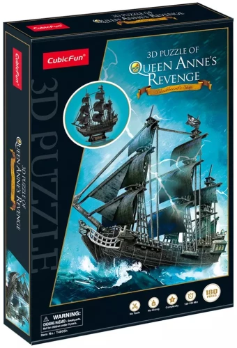 3D puzle - Kuģis Queen Anne's Revenge, 180 detaļas