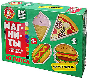 Magnesy z gipsu do malowania - Fast Food