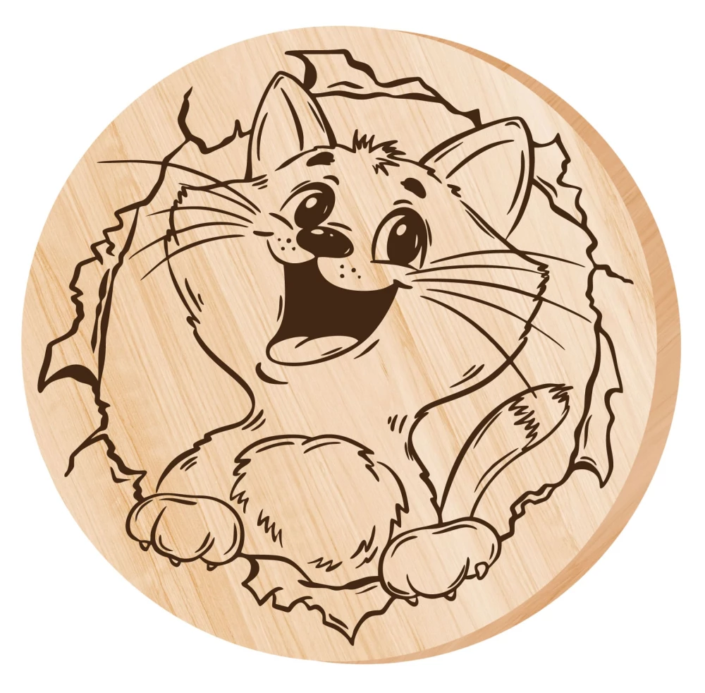 Burning Board with Drawing - Kitten