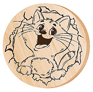 Burning Board with Drawing - Kitten