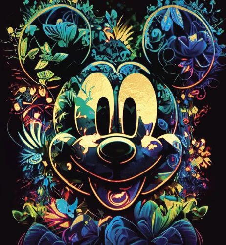 Obraz do malowania po numerach z folią - Kolorowy Mickey Mouse. 30x30cm
