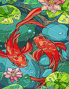 Numbrite maal kullaga - Koi karbid, 15x20cm